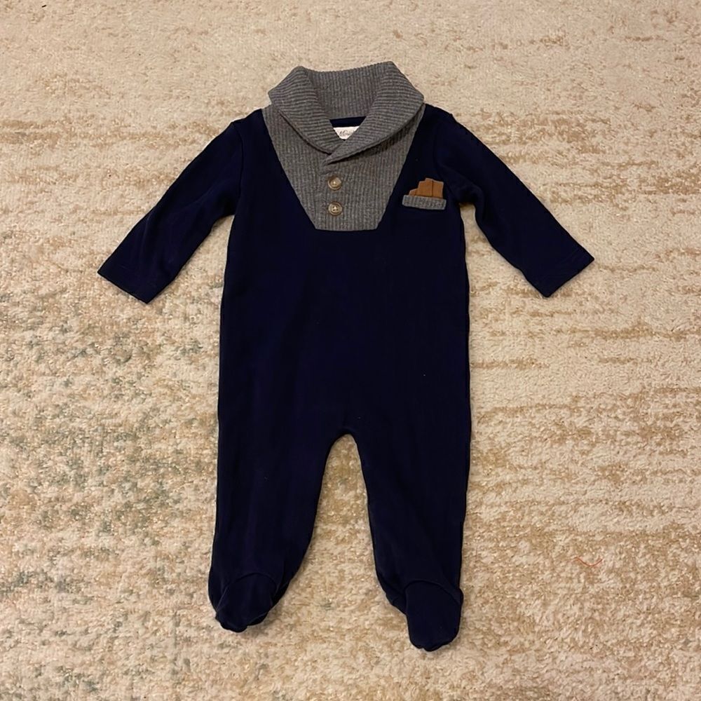 NWOT Miniclasix Navy Shawl Collar Footie Jumpsuit Romper Onesie 3 Months